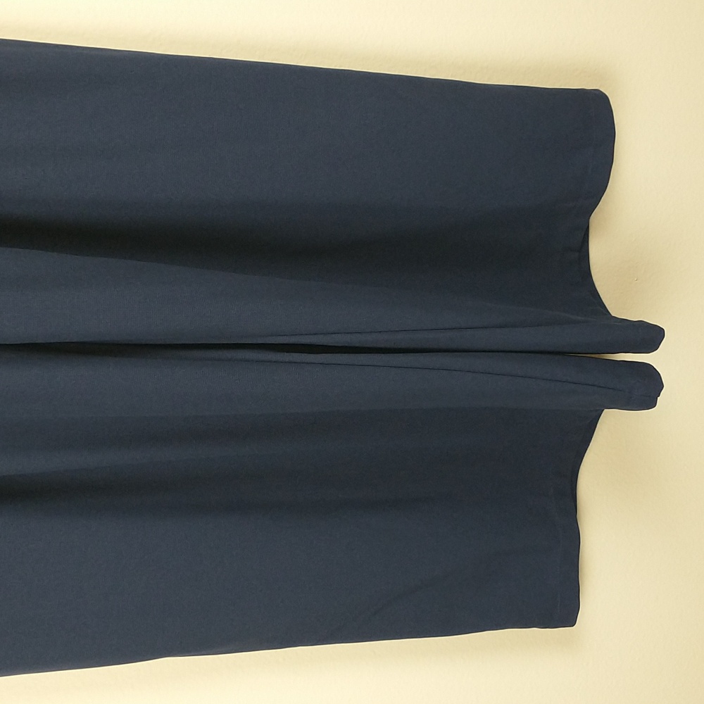 NEW HALARA Flex High Waist Plicated Waffle Knit Wide Leg Pants Large Petite Navy - Picture 3 of 12